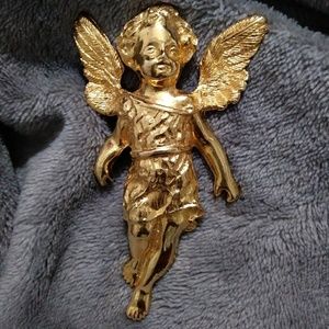 Vintage Gold Angel Pin by Graziano